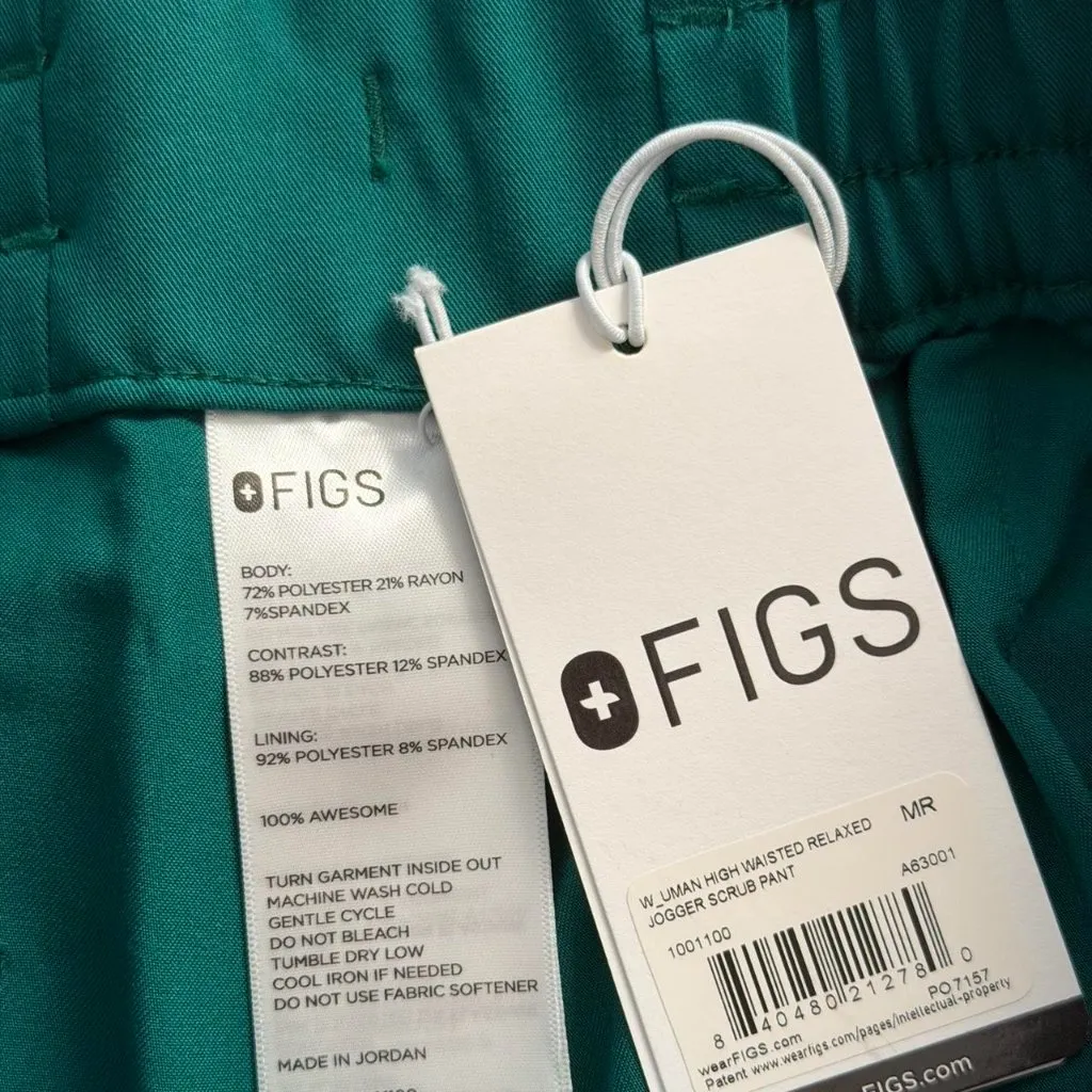 Figs High Waisted Uman Relaxed Jogger Scrub Pants in Hunter Green, Size Medium - Image 12