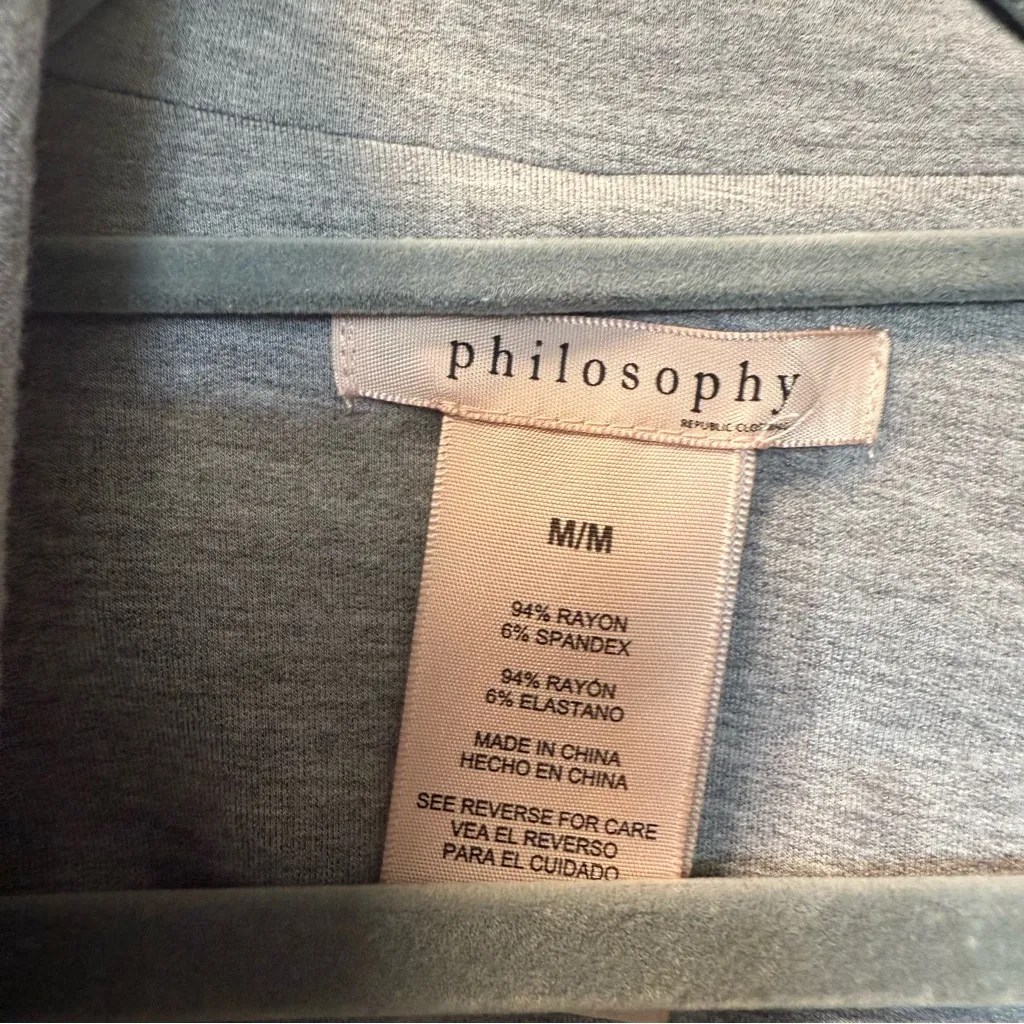 NWOT Philosophy Republic Jersey Knit Stretch Heather Grey Basic Blazer Neutral M - Image 3