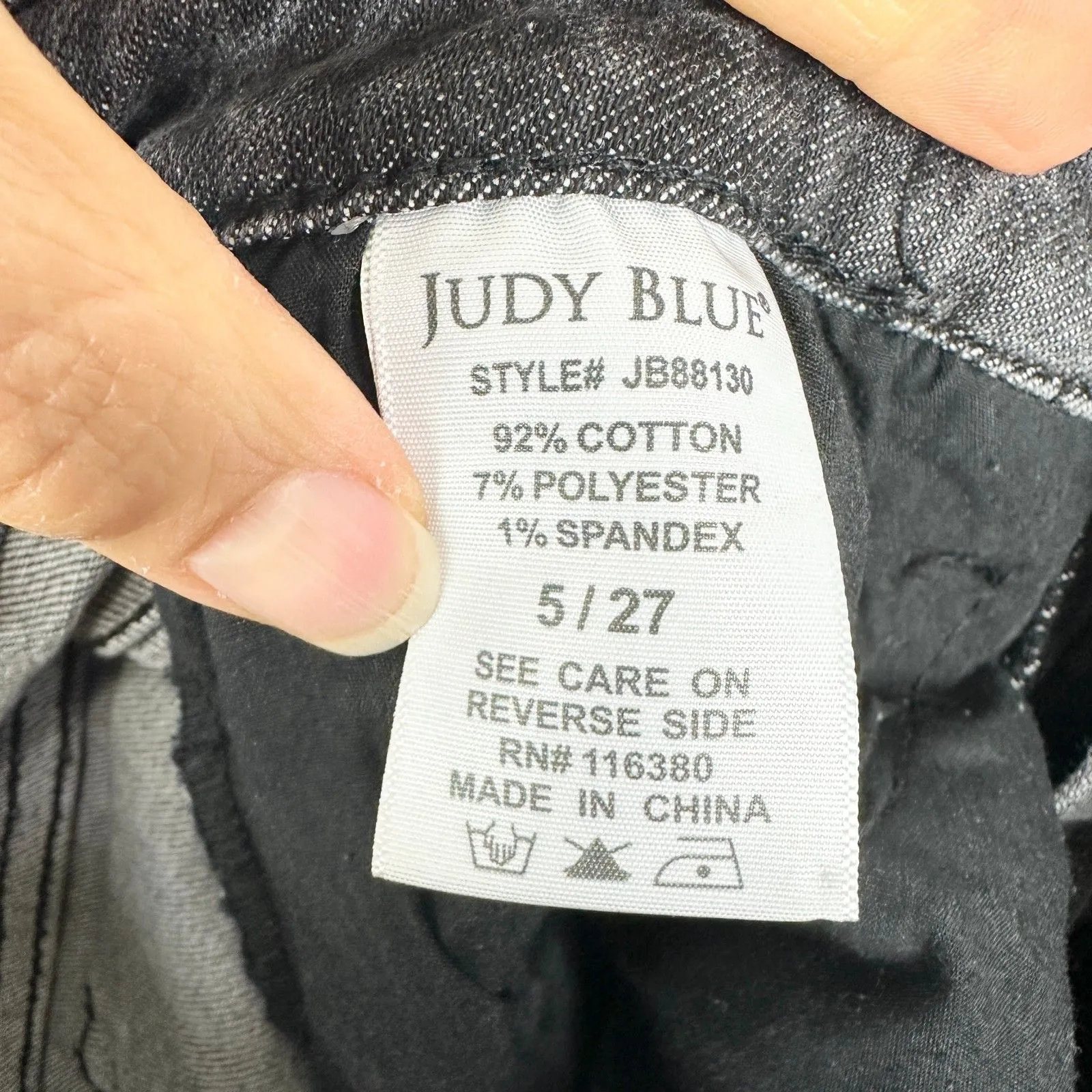 Judy Blue Boyfriend Jeans Size 5/27 Mid Rise Charcoal Black Stretch Zip Fly - Image 6