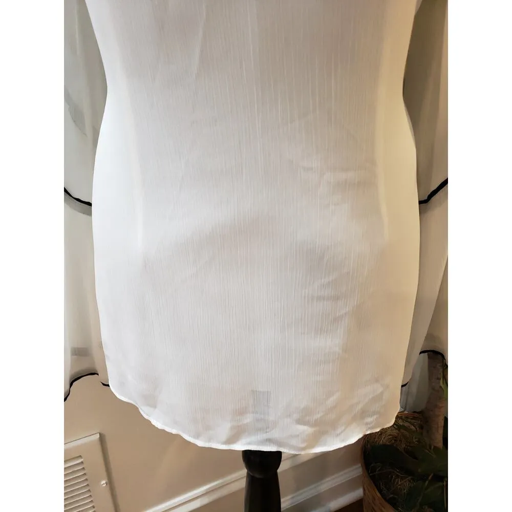 Sioni Blouse Women Medium White V Neck Long Sleeve Sheer Bell Sleeve Top - Image 3