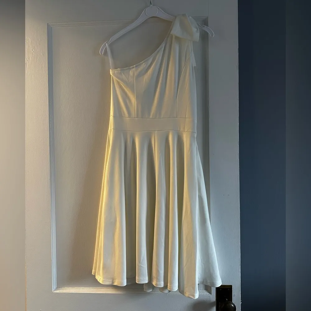 JASAMBAC Women's Bow One Shoulder Dress with Pockets A - Image 3