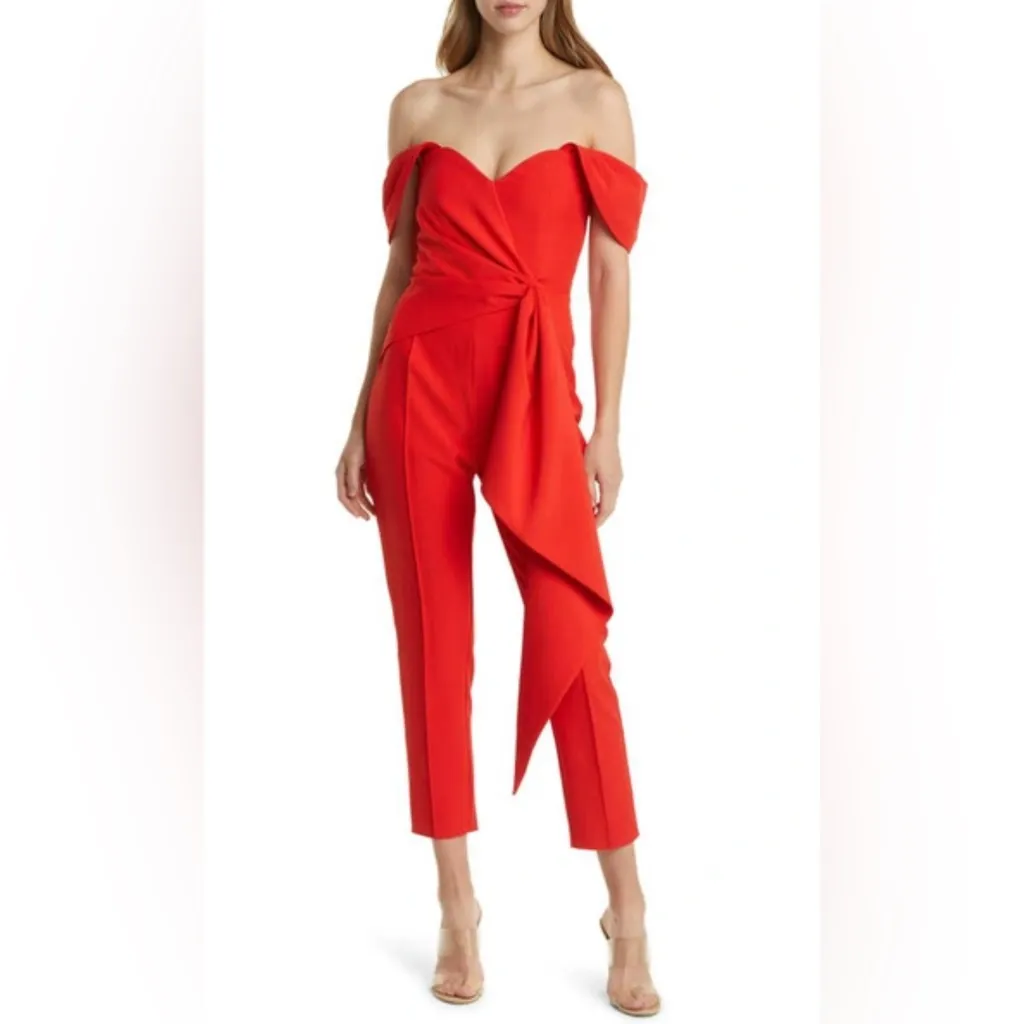 Lavish Alice Red Off The Shoulder Tailored Jumpsuit 6 - Image 2