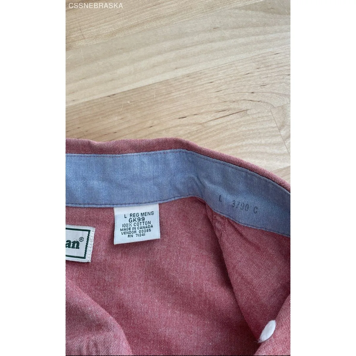 L.L. Bean Pink Cotton Short Sleeve Button Down Shirt Pink Men's - Image 7