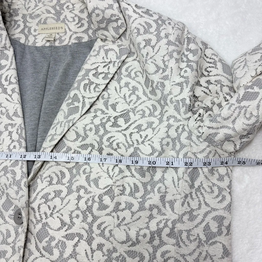 Appleseed’s Blazer Lace Overlay Lined Cream‎ Gray Lining Size 18 White - Image 11