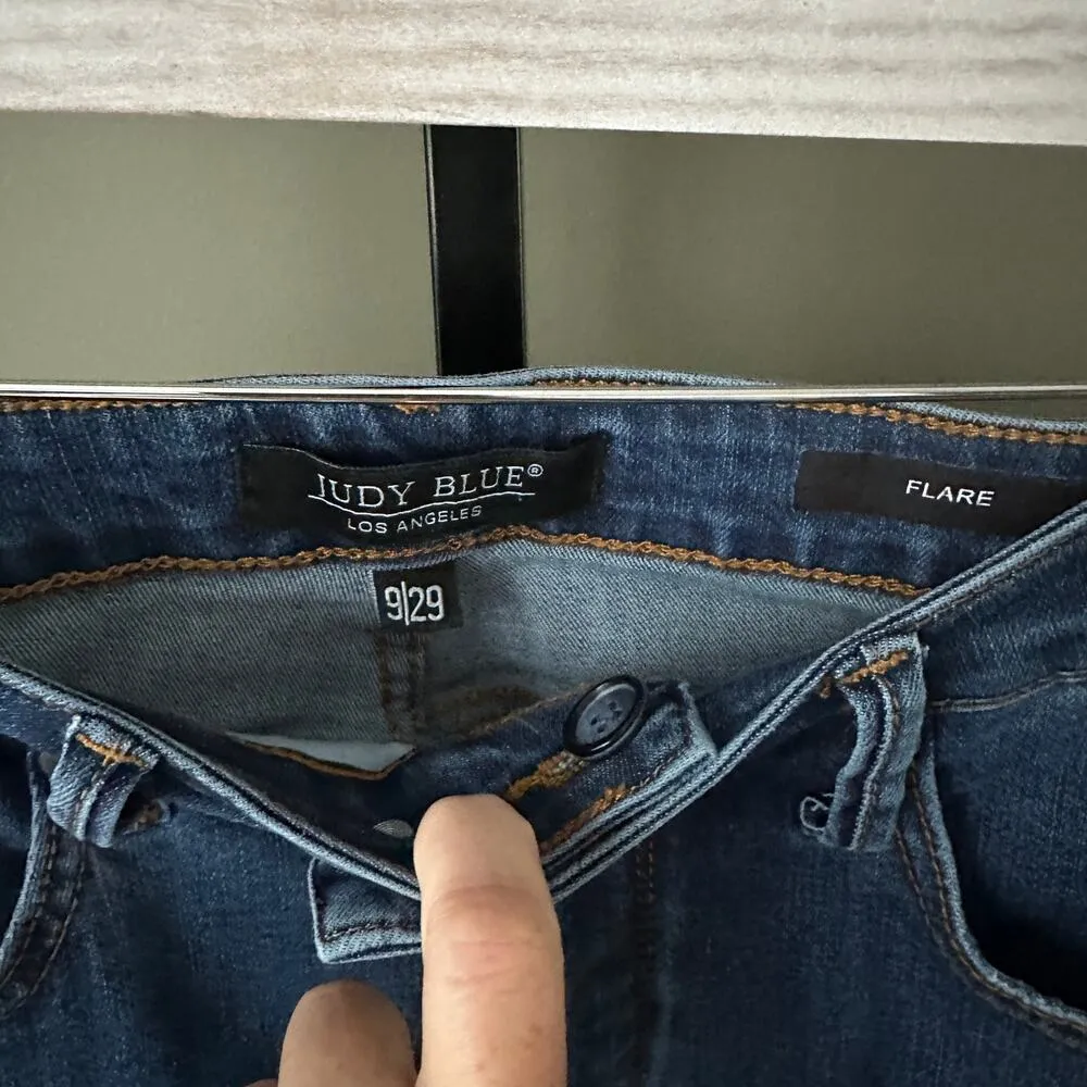 Judy Blue Flare Leg JB88611 Wide Leg Raw Hem Jeans 9/29 - Image 5