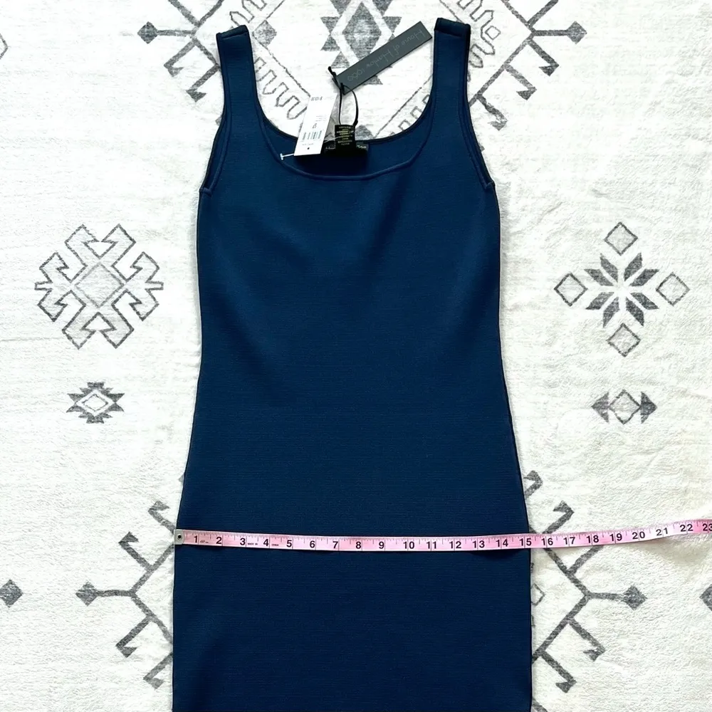 House of Harlow 1960 Navy Scoop Neck Knit Compression Bodycon Midi Dress Small - Image 7