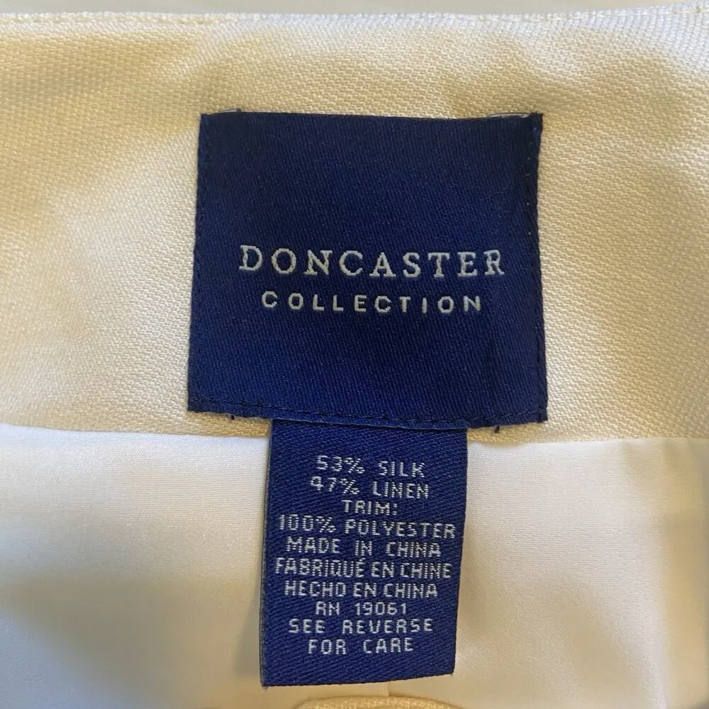 Doncaster Women’s Size 8 Ivory Silk Linen Embroidered 3/4 Long Sleeves Tunic Top - Image 8