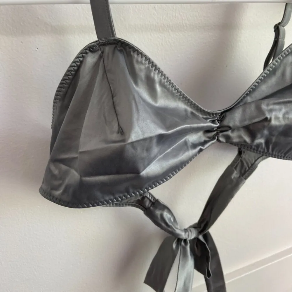 NWOT Skims Chrome Woven Shine Tie Back Bralette - Image 6