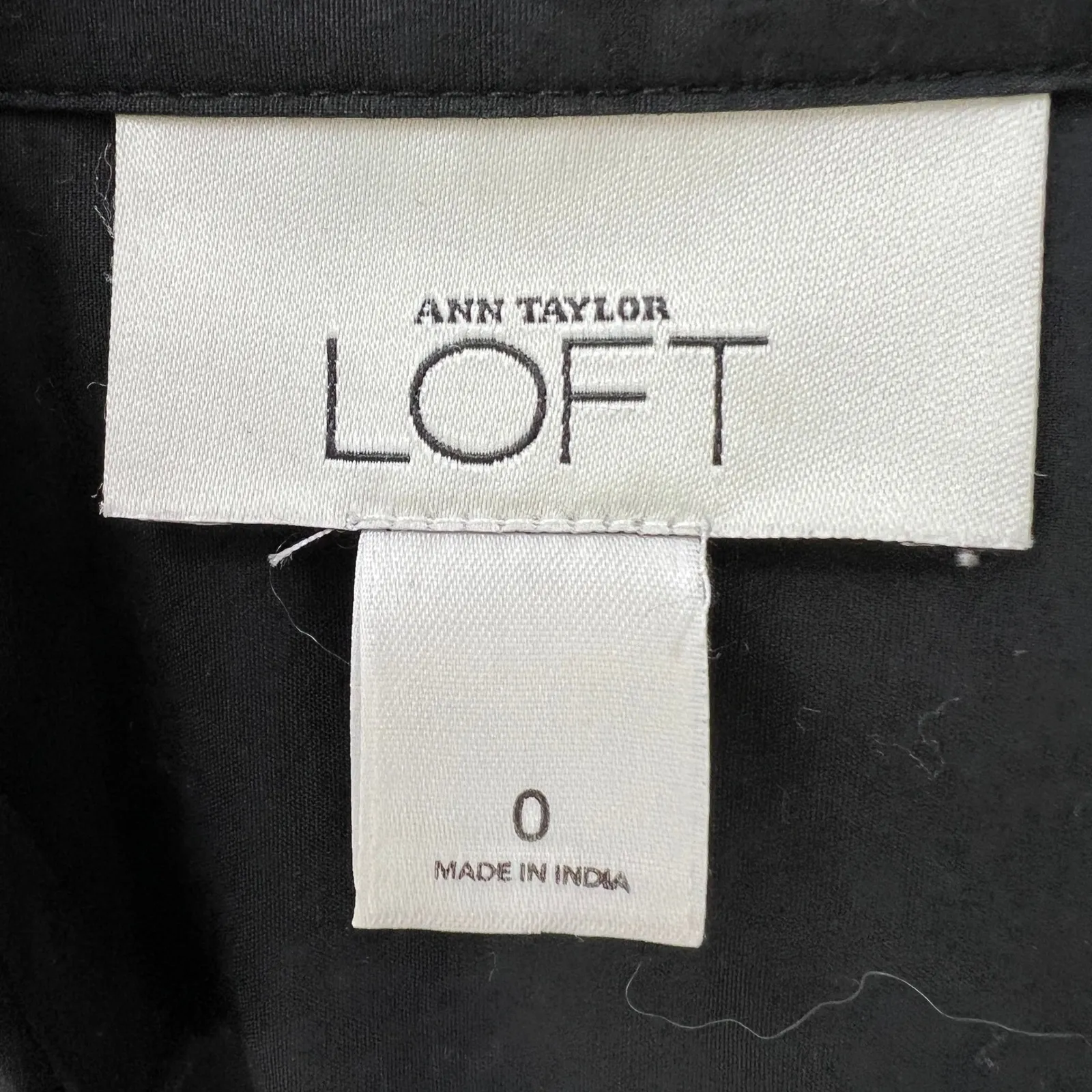LOFT Black Wrap Dress Cotton Blend Career‎ Casual Fit & Flare Size 0 Cocktail - Image 3