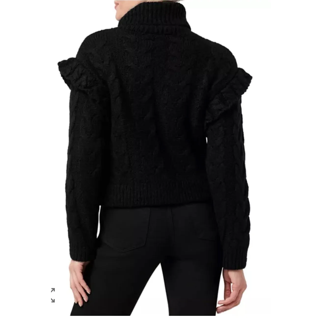 Joe's The Adeline Cable Stitch Turtleneck Sweater Size Large Black NEW‎ Joes Joe - Image 2