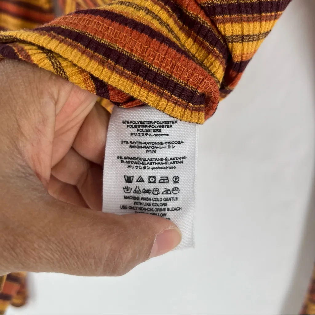 FREE PEOPLE Cape Cod Thermal Striped Ribbed Cowl Neck Size M - Image 11