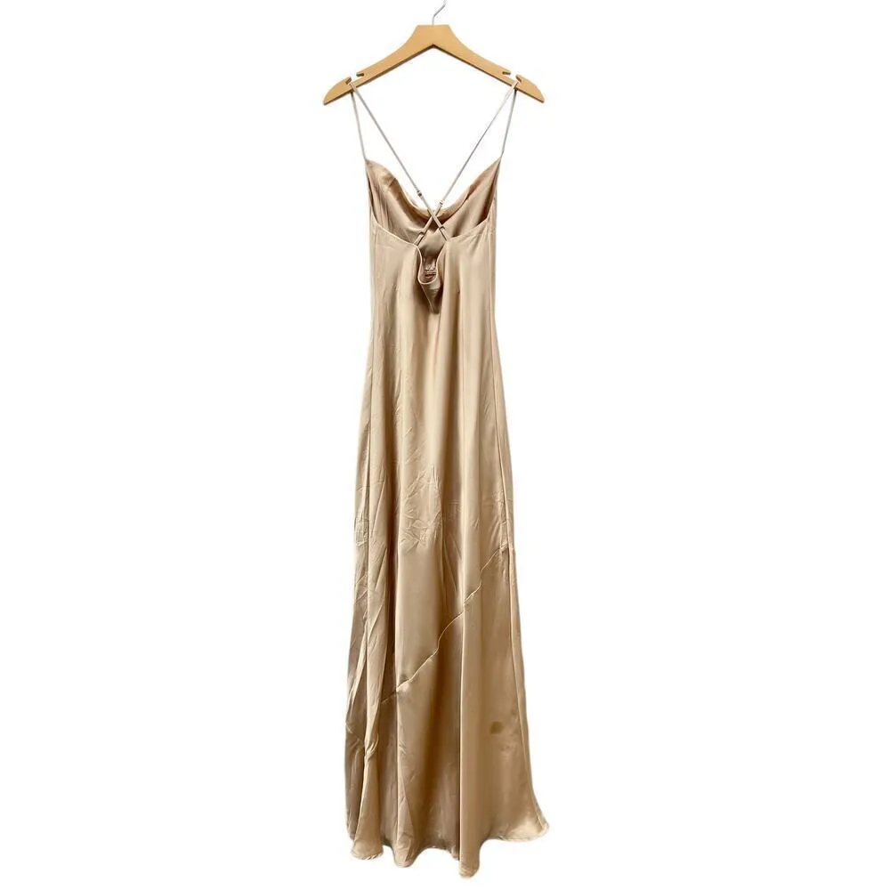 Show Me Your Mumu Tuscany Maxi Slip Dress in Champagne Luxe Satin size XS - Image 10