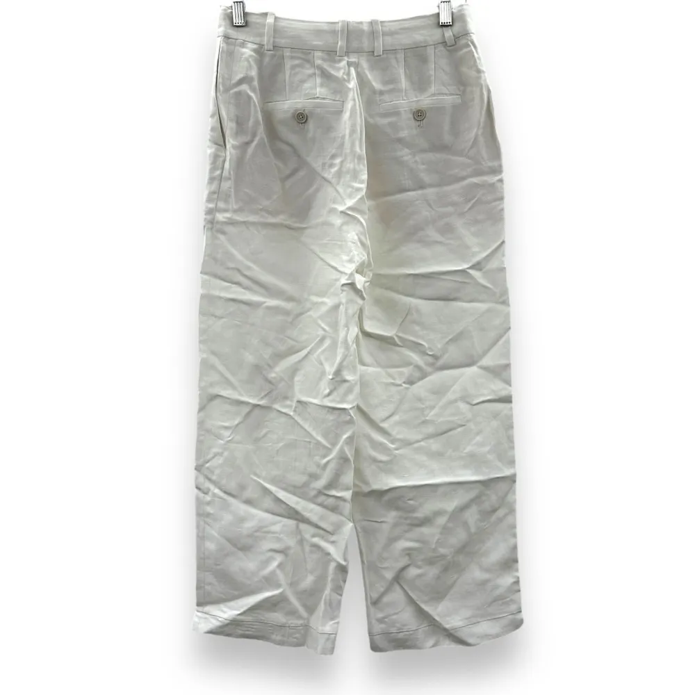 Babaton Agency Viscose Linen Blend High Rise Straight Leg Pants in White Sz 4‎ - Image 5