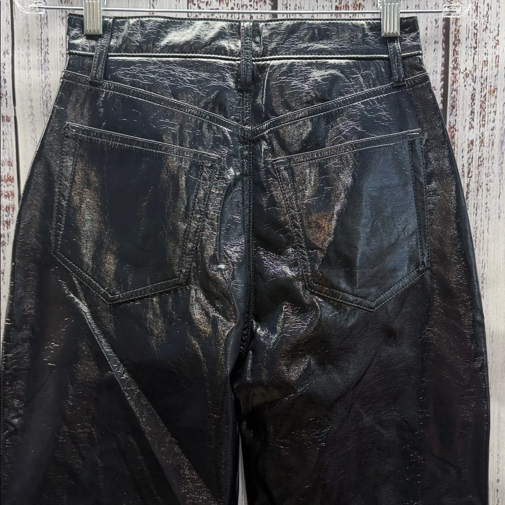 Abercrombie & Fitch Blue 90s Straight Ultra High Rise Faux Leather Pants - Image 4