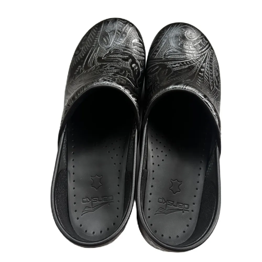 Dansko Winona Black Tooled Leather Mules Slip Resistant Clogs Work Shoes Size 41 - Image 6