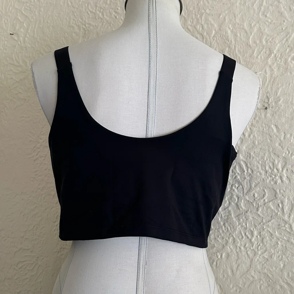 Aerie Offline Recharge Least Support Black Long Line Sports Bra Cropped Tank XL - Image 3