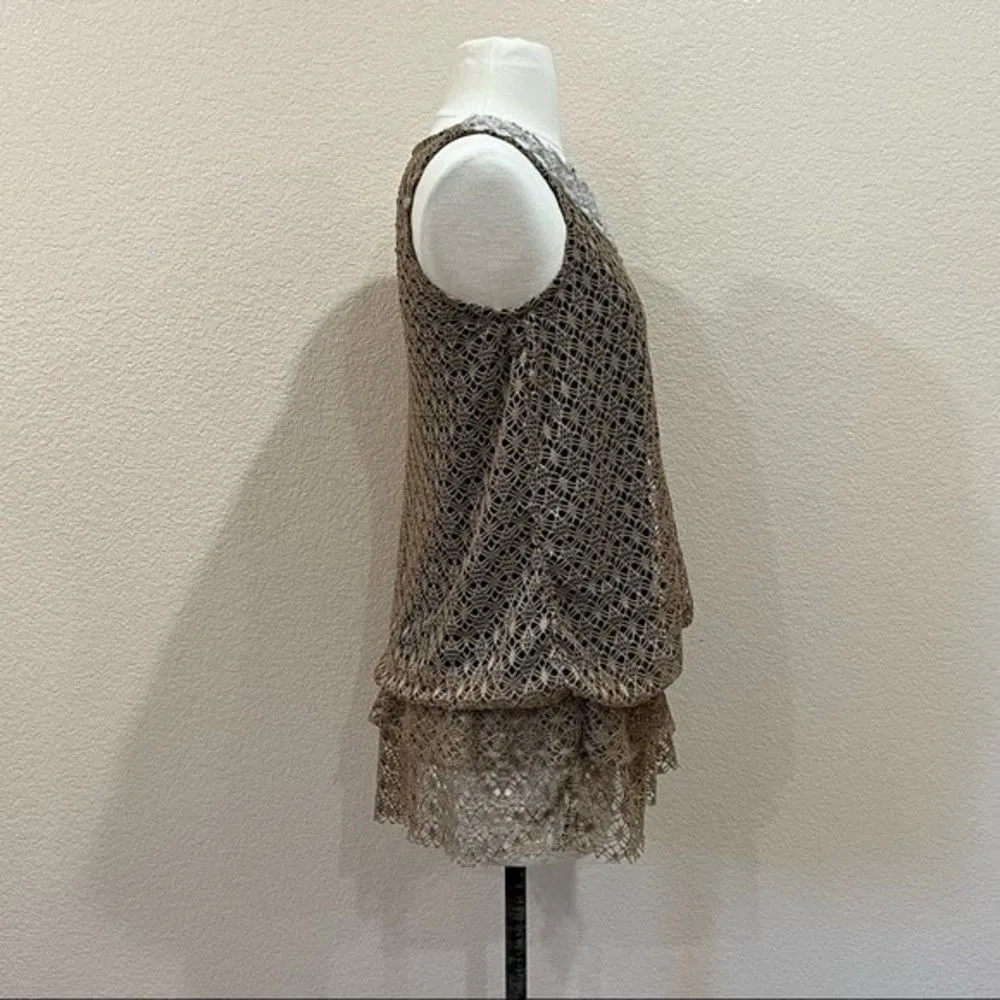 Vintage Crochet Sleeveless Top Size Medium Tan - Image 7