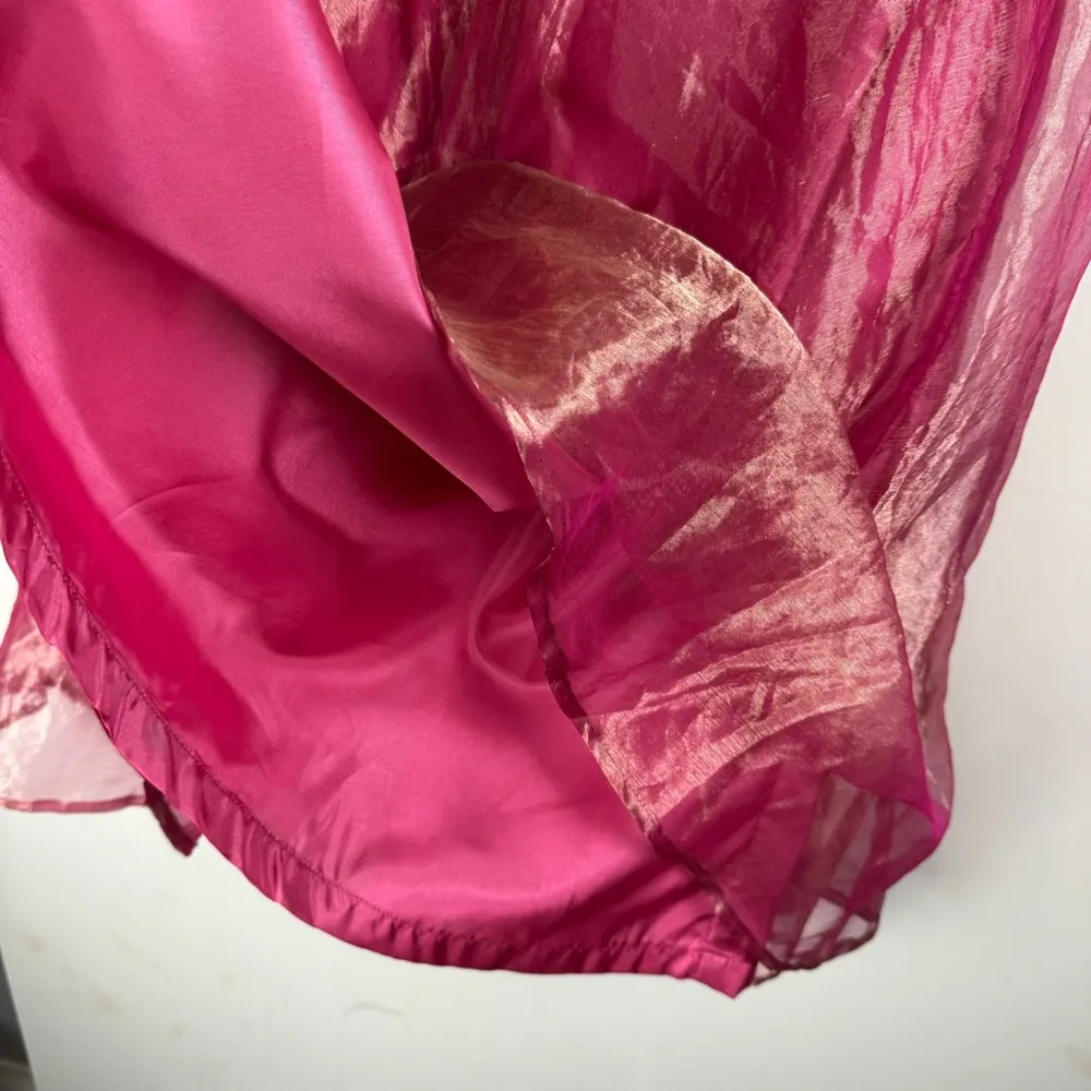 Vtg Y2K Pink Silk Sheer Iridescent Maxi Skirt Sz 6 Ballerinacore Retro - Image 13