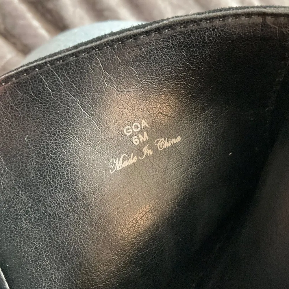 Donald Pliner GOA Black Suede Knee-High Block Heel Boots Size 6 riding heeled - Image 3