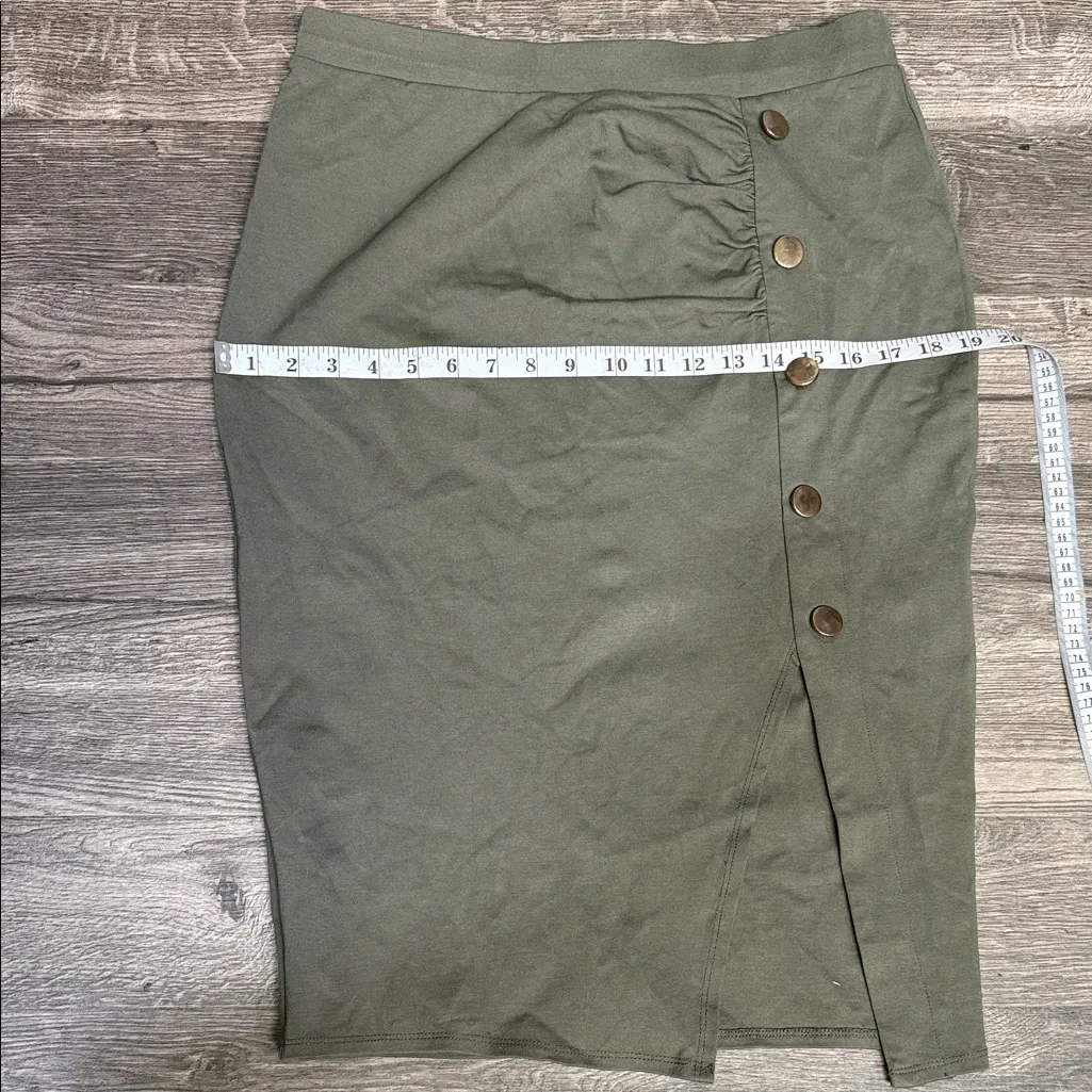 Fashion to Figure Green Button-Accent Pencil Skirt - Image 7