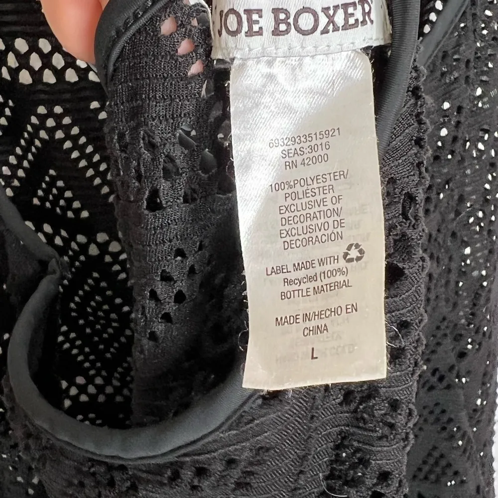 Joe Boxer  Black Mesh Stretchy Spaghetti Strap Swimsuit Coverup - Image 4