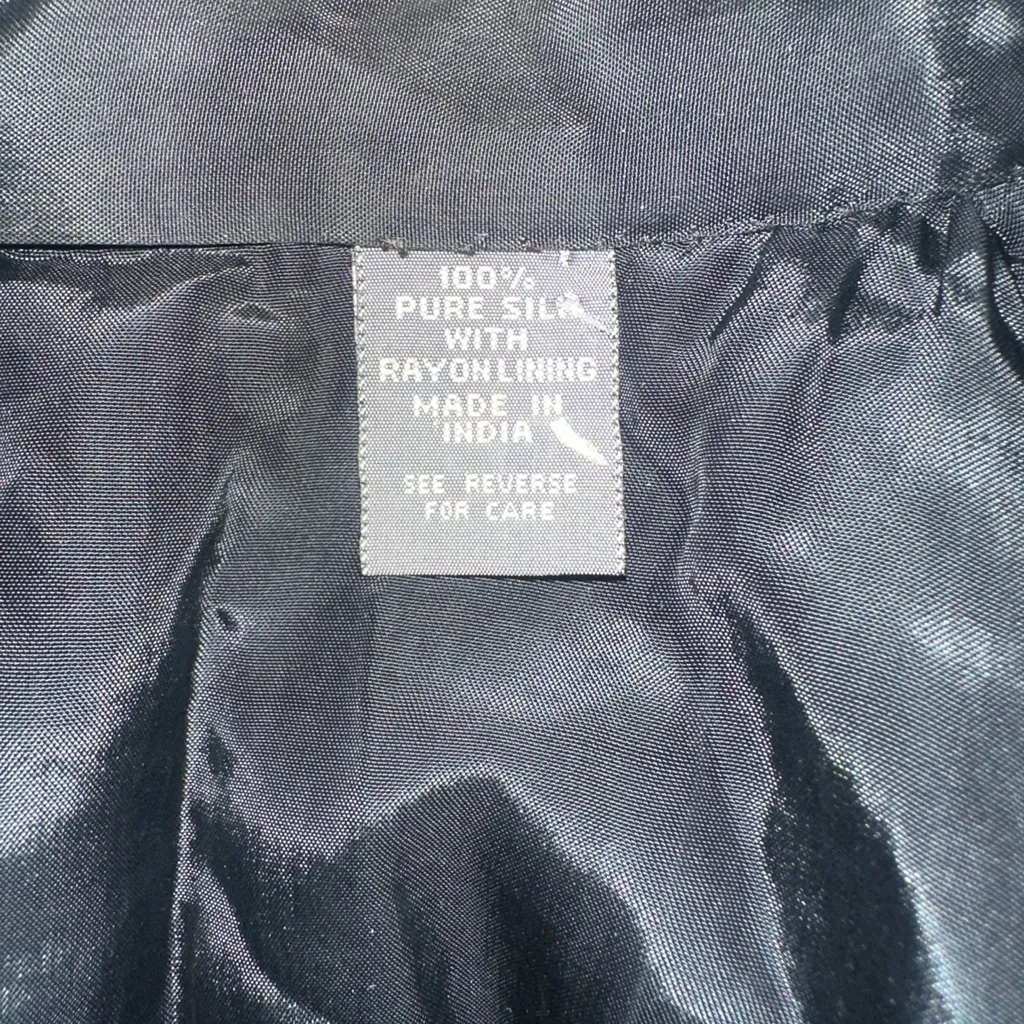 Vintage 100% Silk Sequin Polka Dot and Abstract Bomber Jacket Black Size L - Image 5