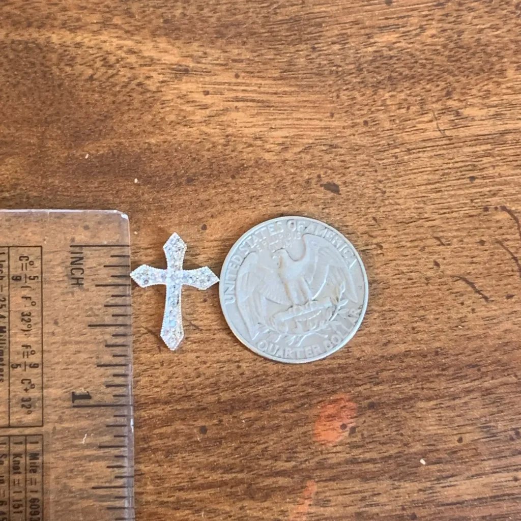 10k White Gold Diamond Cross Slide Pendant - Image 6