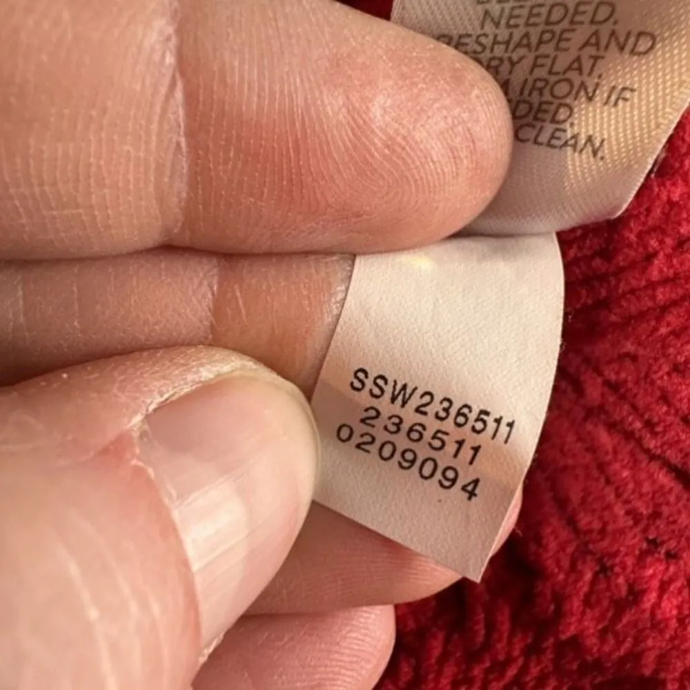 J. Jill Chenille Cable Knit Apple Red Soft Sweater Large basketweave‎ pattern - Image 7