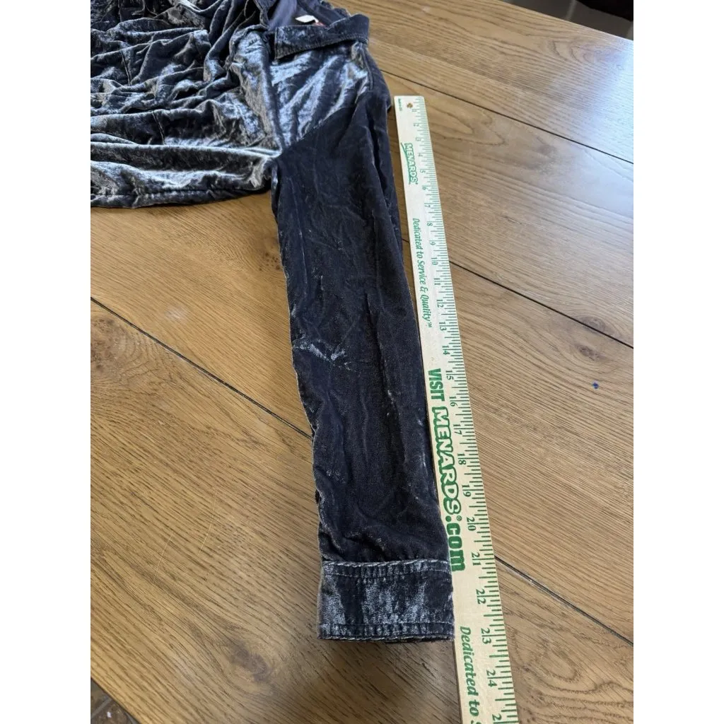 Pilcro Anthropologie Top Women Size XS Velour Button Gray Shirt Whimsy Goth City - Image 6