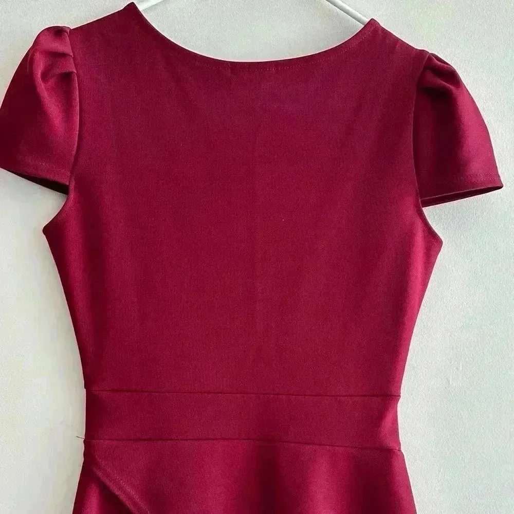 boohoo Night Laura Wrap Skirt Bodycon Dress, Berry, Size 6 - Image 11