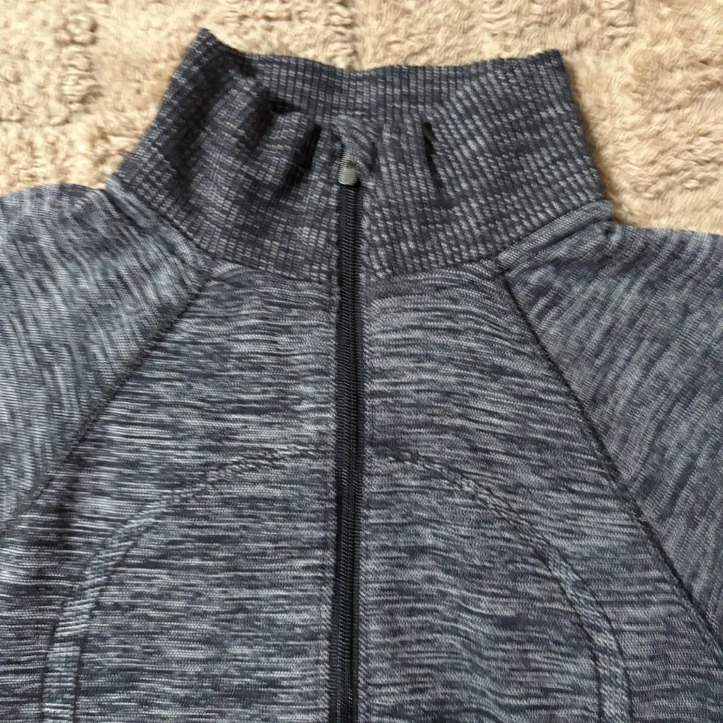 Lululemon Swiftly Wool 1/2 Zip Hoodie Heather Teal Merino Wool Long Sleeve Top 2 - Image 3