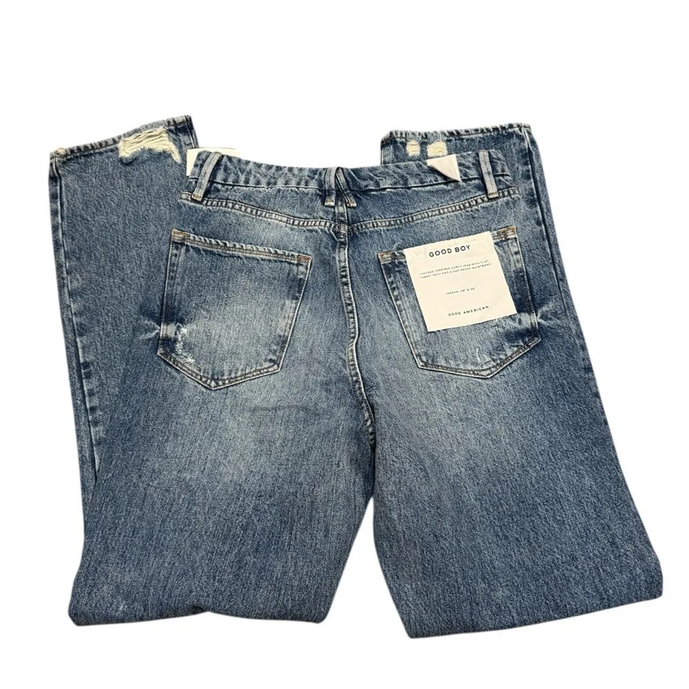 NWT GOOD AMERICAN
​Good Boy Distressed Straight Leg Jeans Size 4/27 - Image 10