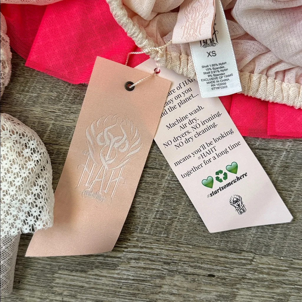 NWT HAH Hot As Hell Half 2 C U Top in Au Naturale Combo Size XS Pink - Image 2