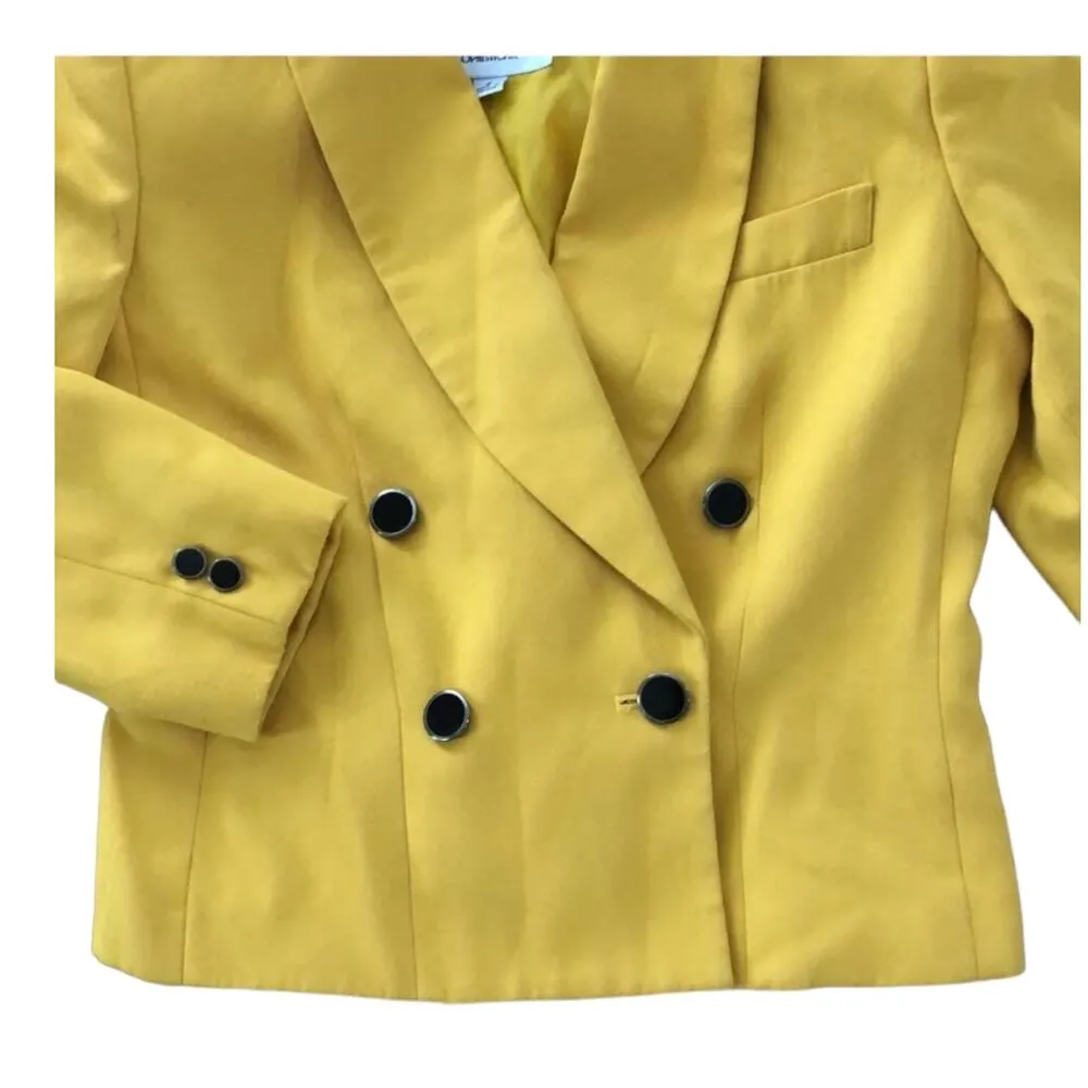 Vintage PETITE SOPHISTICATE yellow double breasted blazer size 2 - Image 5