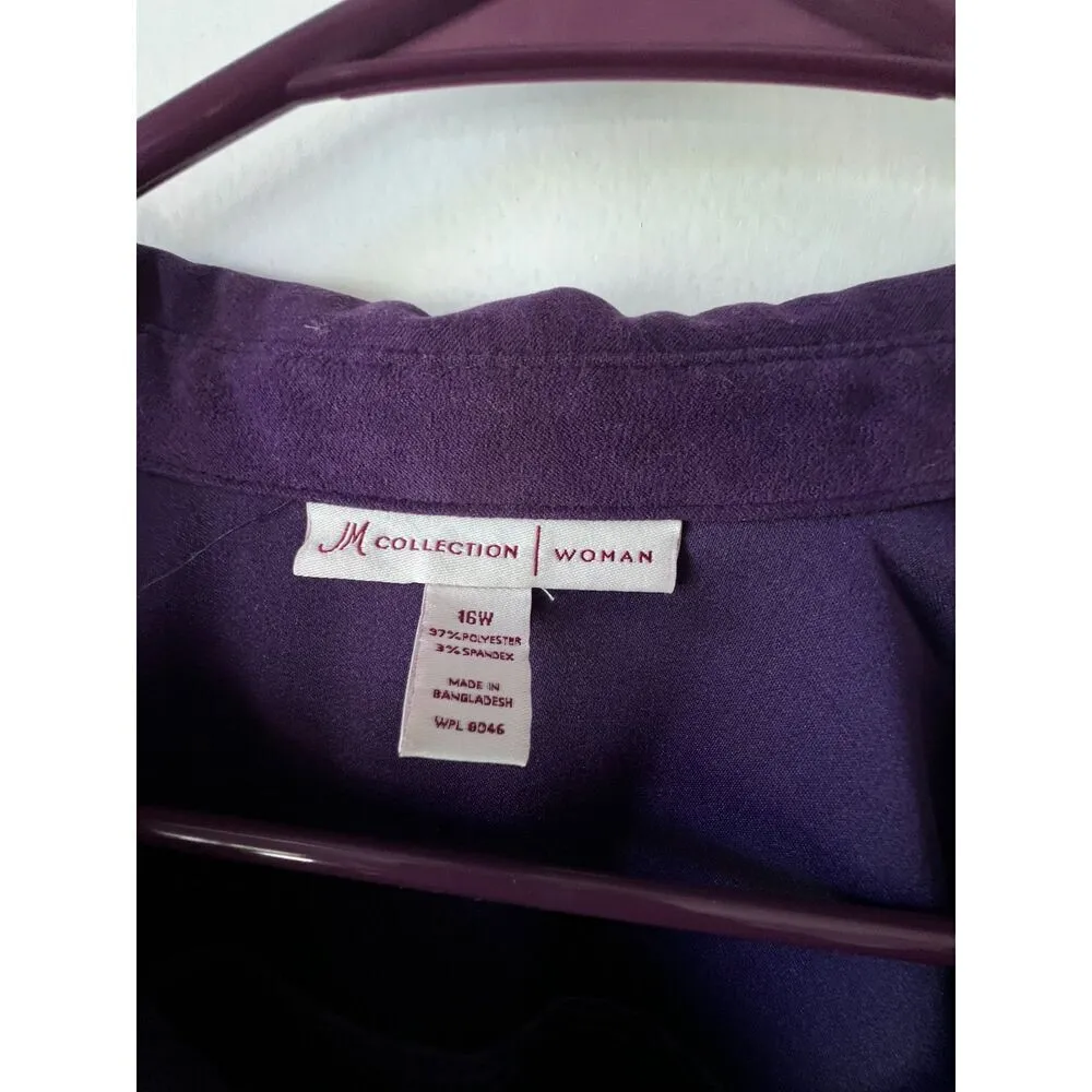 Women's button front shirt long sleeve shacket purple collar Pockets plus 16W. - Image 7