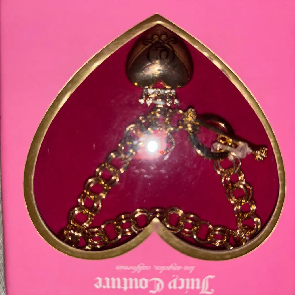 Juicy Couture Gold Heart Necklace with Pink Accents - Image 3