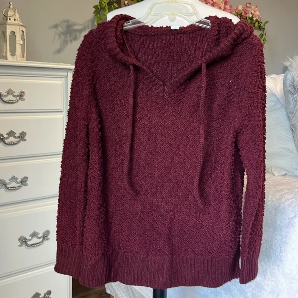 Chunky Oversized Popcorn Sweater Wine Hoodie Red - Image 2