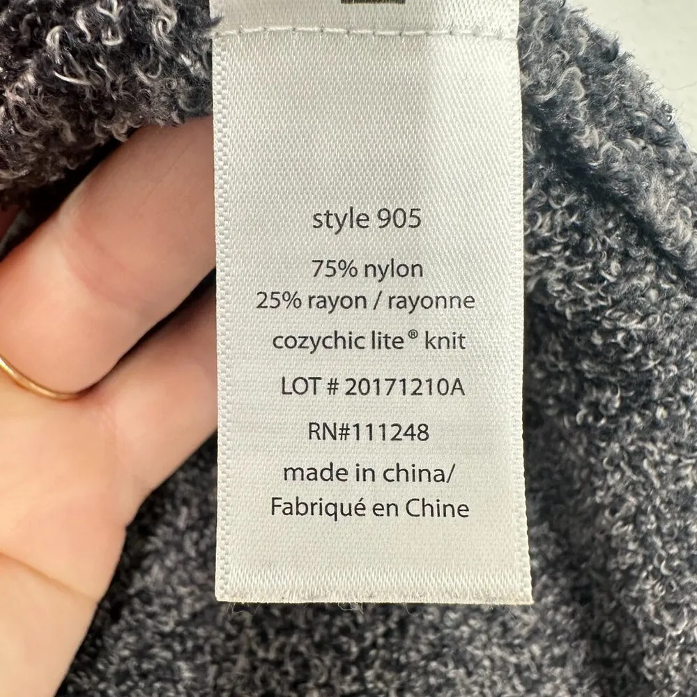 Barefoot Dreams CozyChic Luxe Size M Dark Grey Cozy Loungewear Hooded Open Front - Image 3