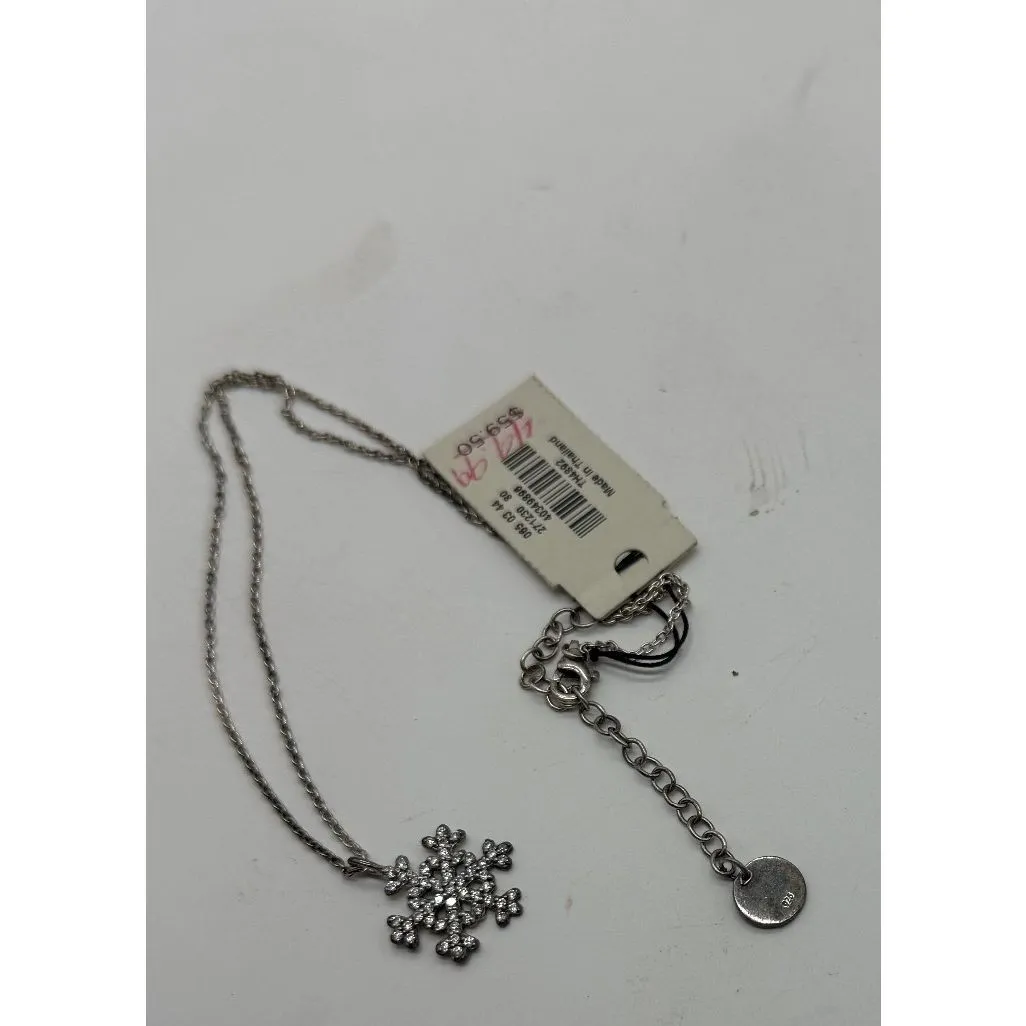 Talbots Snowflake Necklace Silver Tone Crystal‎ Pendant Holiday Jewelry New Tags - Image 6