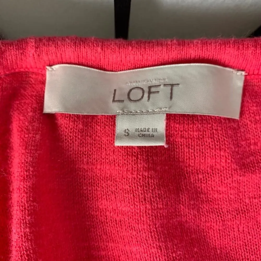 Ann Taylor LOFT Knitted Tie V-Neck Quarter Sleeve 3/4 Blouse Top Pink Small - Image 6