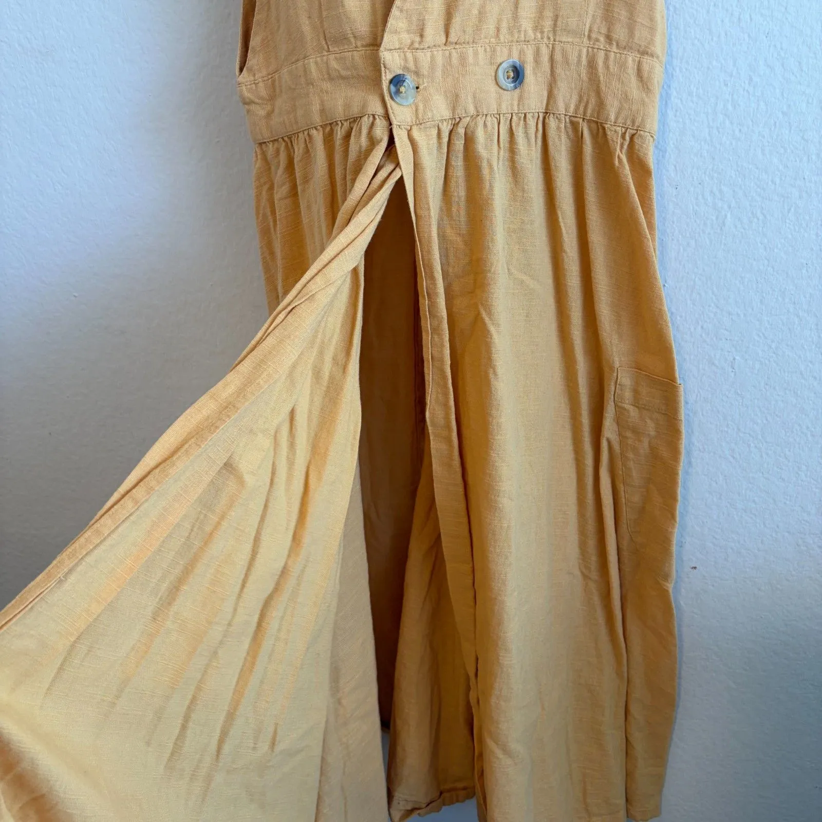 FREE PEOPLE Diana Yellow Mustard Wrap Sleeveless Midi Dress Womens Small - Image 7