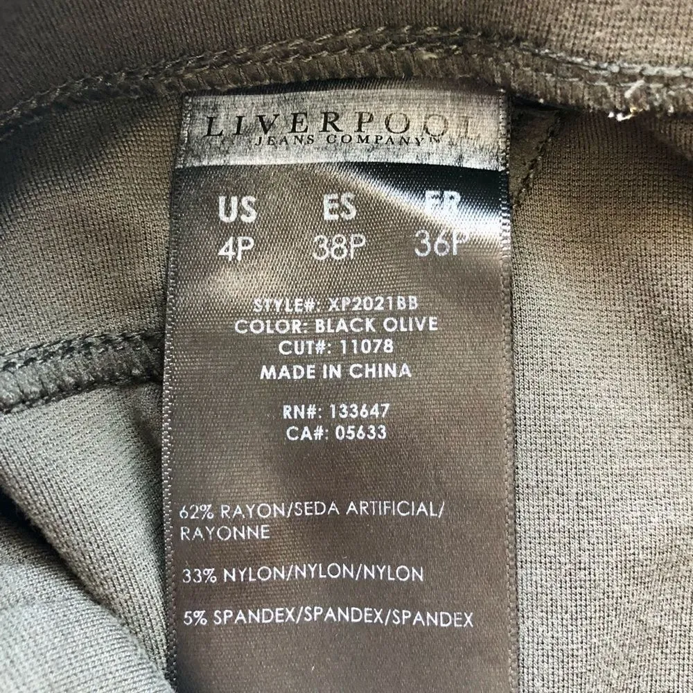 Olive Green Liverpool 4 Petite Pull-on Leggings - Image 4