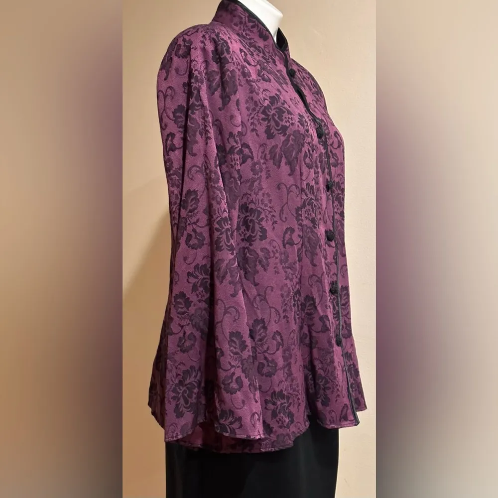 Dress Barn Tapestry Oriental Look Floral Design Bell Slit Sleeves Sz 14 - Image 6