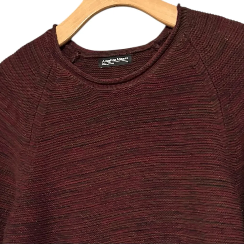 American Apparel Vintage Womens Size XS Burgundy Maroon Marled Roll Neck Sweater - Image 2