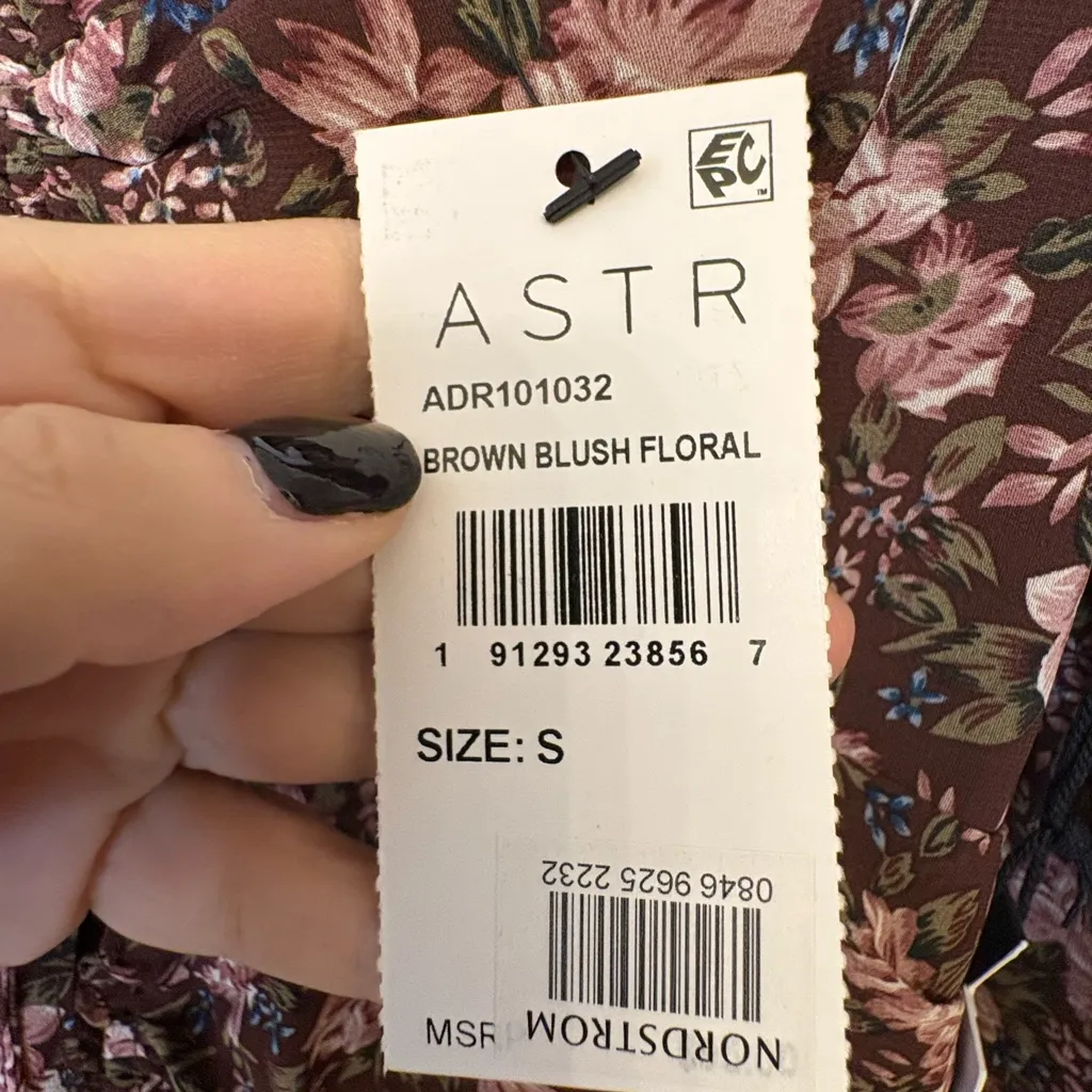 ASTR The Label Brown Floral Ruched Maxi Dress Puff Sleeve Romantic Small NWT - Image 9