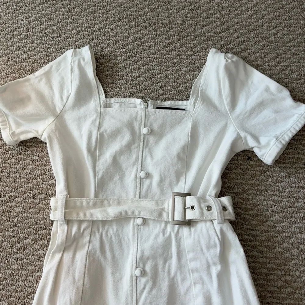 White Denim Mini Dress - Image 6