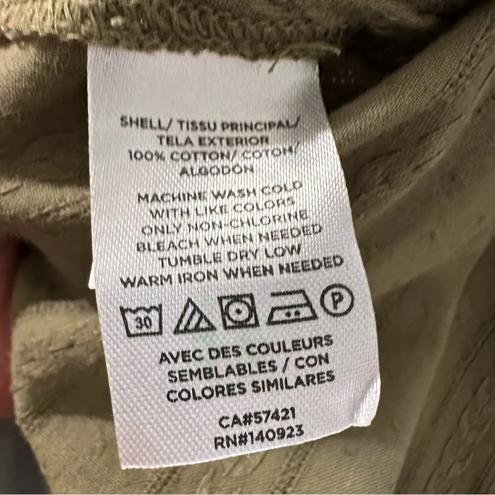 Loft women's size large military green button down blouse - Image 3