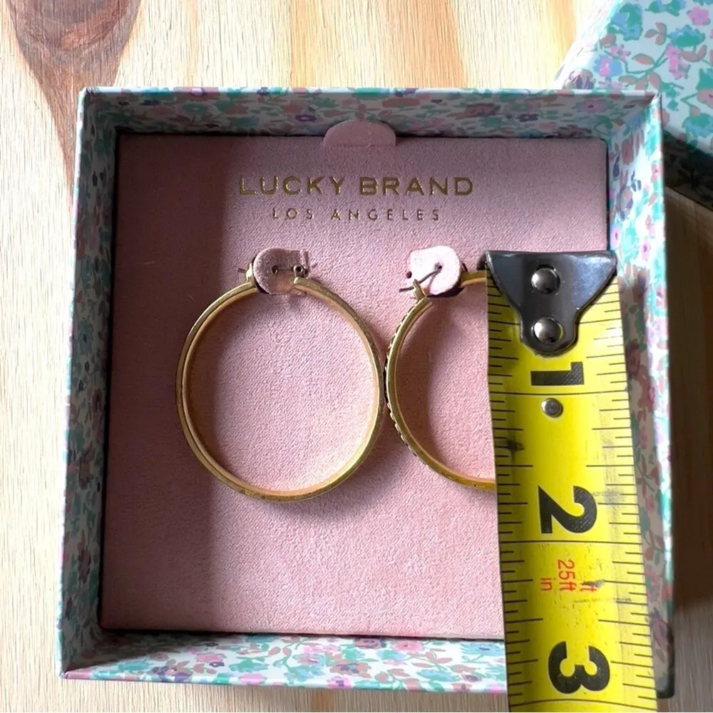 Lucky Brand Gold Tone Hoop Earrings Matte Finish Lightweight 2” NWT - Image 6