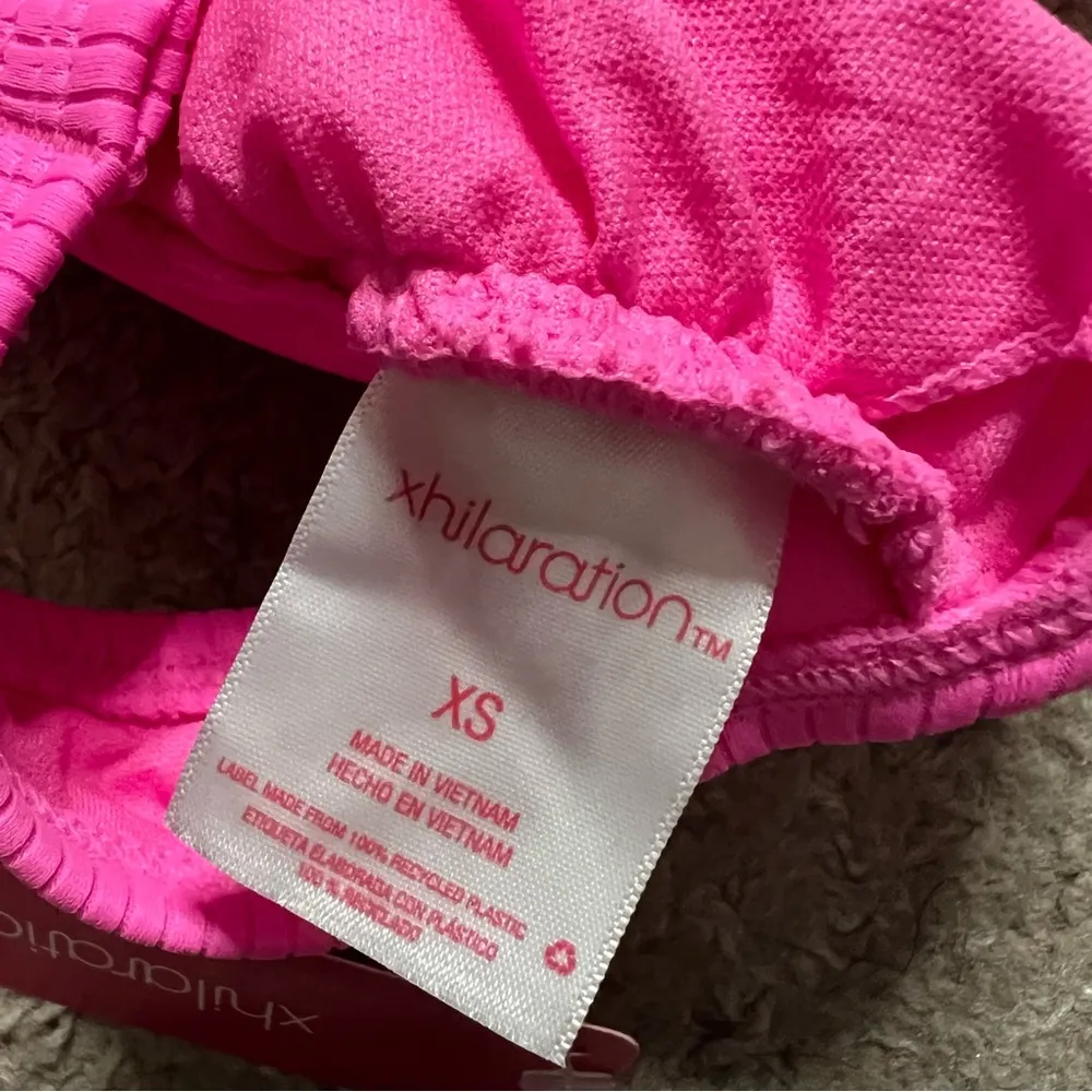 2 Piece Ribbed Bikini Swim Top & Hipster Bottom XS Women’s Hot Pink - Image 5