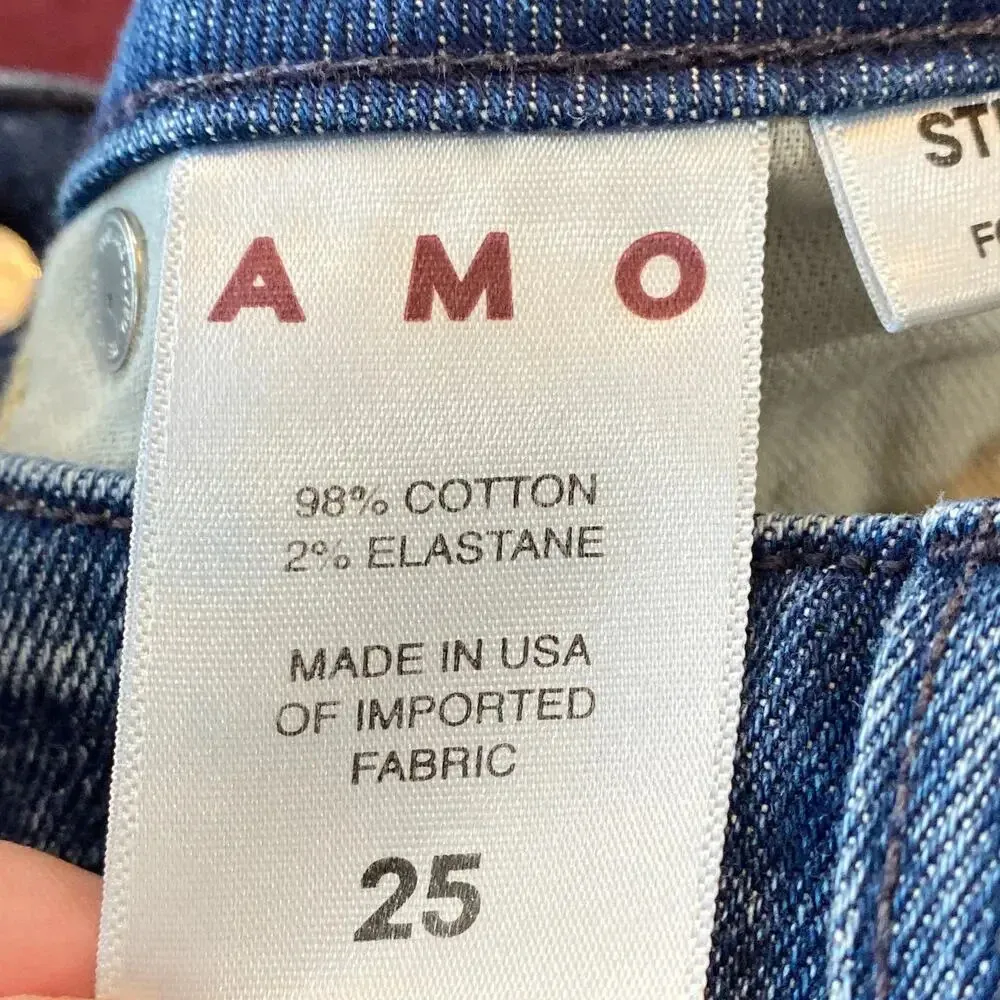 AMO DENIM Stix Crop Mid Rise Ankle Skinny Jeans Forever Blue Size 25 - Image 8